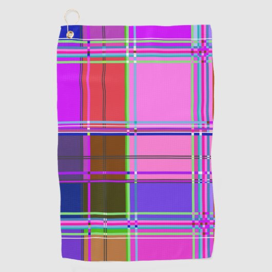 Rosa Schottenstoff-Musterstoff Madras Golfhandtuch (Vorderseite)