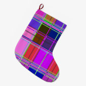 Rosa Schottenstoff-Musterstoff Madras Großer Weihnachtsstrumpf (Vorderansicht (hängend))