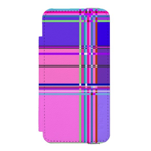 Rosa Schottenstoff-Musterstoff Madras Incipio iPhone Geldbeutel-Hülle (Folio Vorderseite)