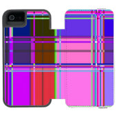Rosa Schottenstoff-Musterstoff Madras Incipio iPhone Geldbeutel-Hülle (Folio Geöffnet)