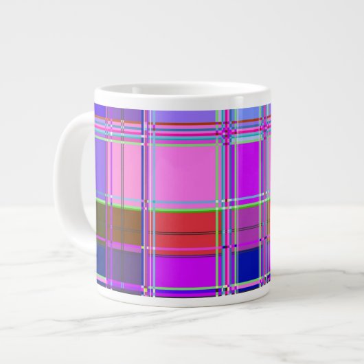 Rosa Schottenstoff-Musterstoff Madras Jumbo-Tasse (Vorderseite Links)