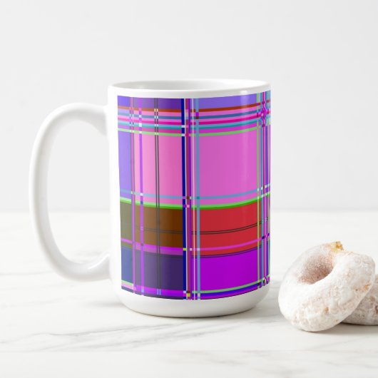 Rosa Schottenstoff-Musterstoff Madras Kaffeetasse (Mit Donut)