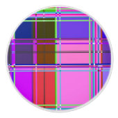 Rosa Schottenstoff-Musterstoff Madras Keramikknauf (Vorderseite)