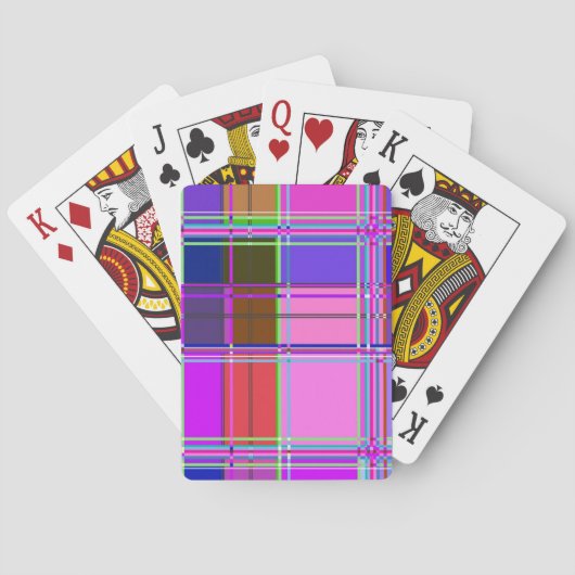 Rosa Schottenstoff-Musterstoff Madras Spielkarten (Rückseite)