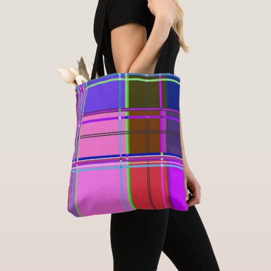 Rosa Schottenstoff-Musterstoff Madras Tasche (Von Nahem)