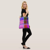 Rosa Schottenstoff-Musterstoff Madras Tasche (Am Model)