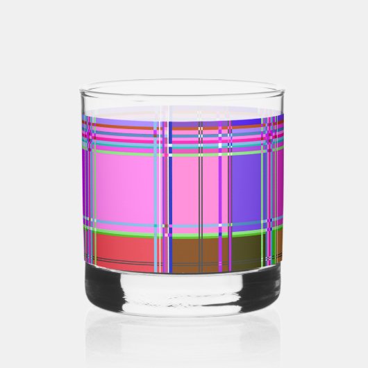 Rosa Schottenstoff-Musterstoff Madras Whiskyglas (Vorderseite)