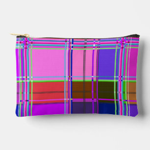 Rosa Schottenstoff-Musterstoff Madras Zubehörtasche