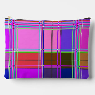Rosa Schottenstoff-Musterstoff Madras Zubehörtasche