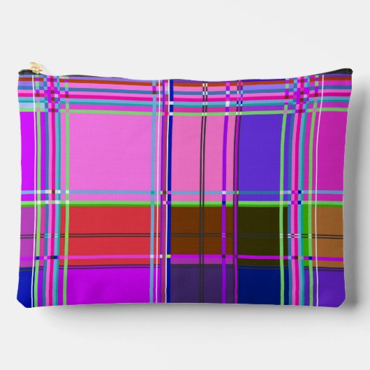 Rosa Schottenstoff-Musterstoff Madras Zubehörtasche (Vorderseite)