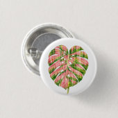Rosa schottischer Monstera-Tartan Wasserfarbe Bota Button (Vorne & Hinten)