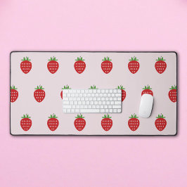 Rosa Schreibtischmatte mit Erdbeere
