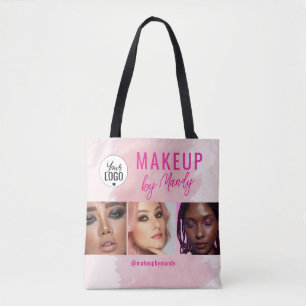 Rosa Schrift Logo 3 Foto Wasserfarbe Make-up Tasche