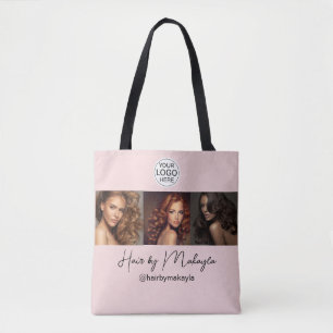 Rosa Schrift-Logo Foto-Friseursalon Tasche