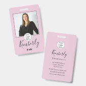 Rosa Schrift-Logo Foto Haar Ausweis (Vorder- & Rückseite)