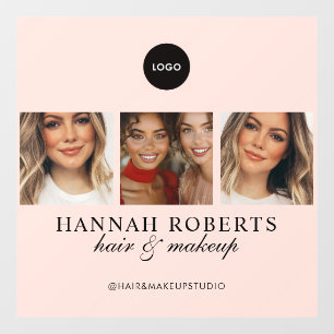 Rosa Schrift-Logo-Foto Haar-Make-up-Studio Fensteraufkleber
