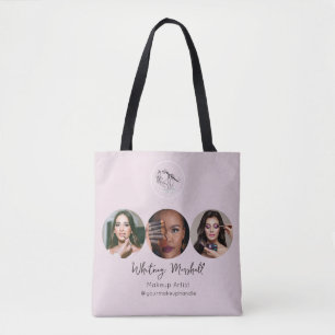 Rosa Schrift-Logo-Foto Make-up-Artistin Tasche