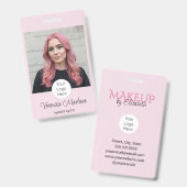 Rosa Schrift-Logo-Foto-Make-up Ausweis (Vorder- & Rückseite)