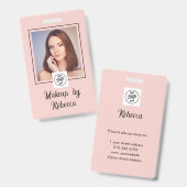 Rosa Schrift-Logo Foto Make-up Ausweis (Vorder- & Rückseite)