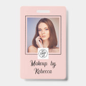 Rosa Schrift-Logo Foto Make-up Ausweis (Vorderseite)