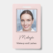 Rosa Schrift-Logo Foto Make-up Ausweis (Vorderseite)