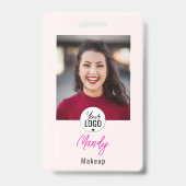Rosa Schrift-Logo-Foto-Make-up Ausweis (Vorderseite)