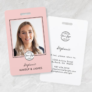 Rosa Schrift-Logo Foto Make-up Ausweis