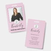 Rosa Schrift-Logo Foto Make-up Ausweis (Vorder- & Rückseite)