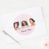 Rosa Schrift-Logo Foto-Make-up Danke Runder Aufkleber (Umschlag)