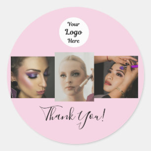 Rosa Schrift-Logo Foto-Make-up Danke Runder Aufkleber