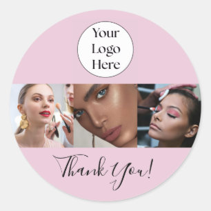 Rosa Schrift-Logo Foto-Make-up Danke Runder Aufkleber