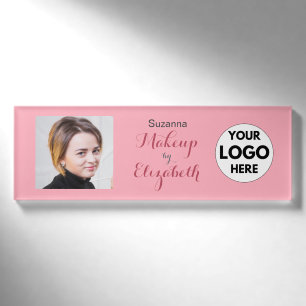 Rosa Schrift-Logo Foto-Make-up Namenschild