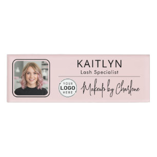 Rosa Schrift-Logo Foto Make-up Namenschild