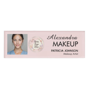 Rosa Schrift-Logo Foto Make-up Namenschild