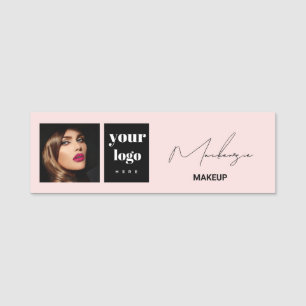 Rosa Schrift-Logo-Foto-Make-up  Namensschild