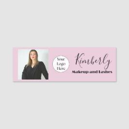 Rosa Schrift-Logo Foto Make-up Namensschild