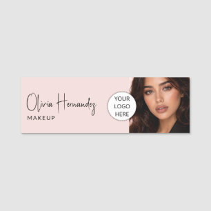 Rosa Schrift-Logo Foto Make-up Namensschild
