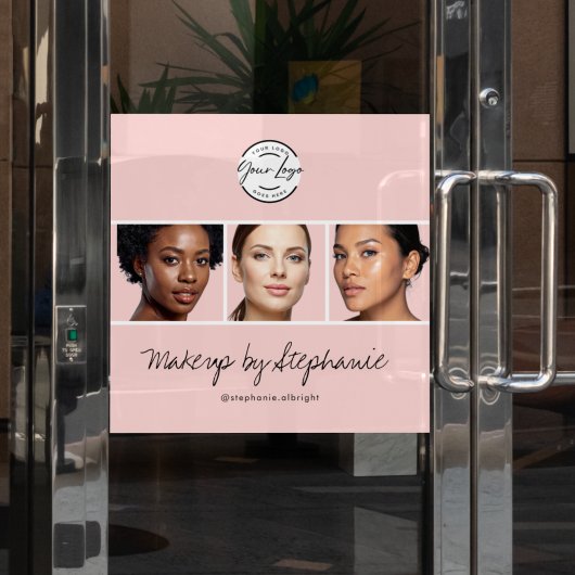 Rosa Schrift-Logo Foto-Make-up-Studio Fensteraufkleber