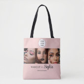 Rosa Schrift-Logo Foto-Make-up-Studio Tasche (Vorderseite)