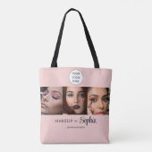 Rosa Schrift-Logo Foto-Make-up-Studio Tasche (Rückseite)