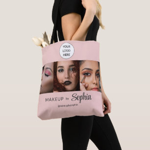 Rosa Schrift-Logo Foto-Make-up-Studio Tasche