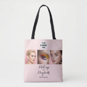 Rosa Schrift-Logo Foto-Make-up-Studio Tasche (Vorderseite)