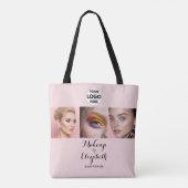 Rosa Schrift-Logo Foto-Make-up-Studio Tasche (Rückseite)