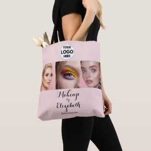 Rosa Schrift-Logo Foto-Make-up-Studio Tasche