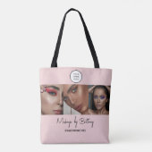 Rosa Schrift-Logo-Foto-Make-up-Studio  Tasche (Rückseite)