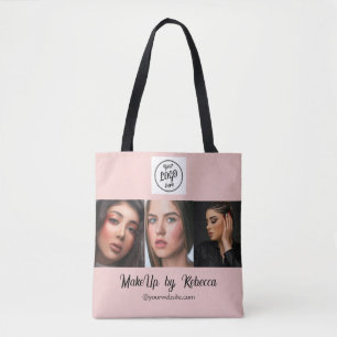 Rosa Schrift-Logo Foto-Make-up-Studio Tasche
