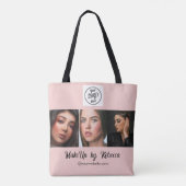 Rosa Schrift-Logo Foto-Make-up-Studio  Tasche (Rückseite)