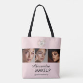Rosa Schrift-Logo Foto-Make-up-Studio Tasche (Rückseite)