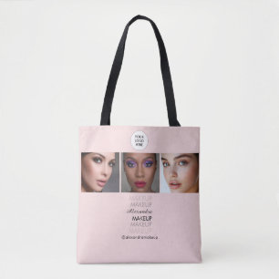 Rosa Schrift-Logo Foto Make-up-Studio Tasche