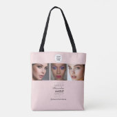 Rosa Schrift-Logo Foto Make-up-Studio Tasche (Rückseite)